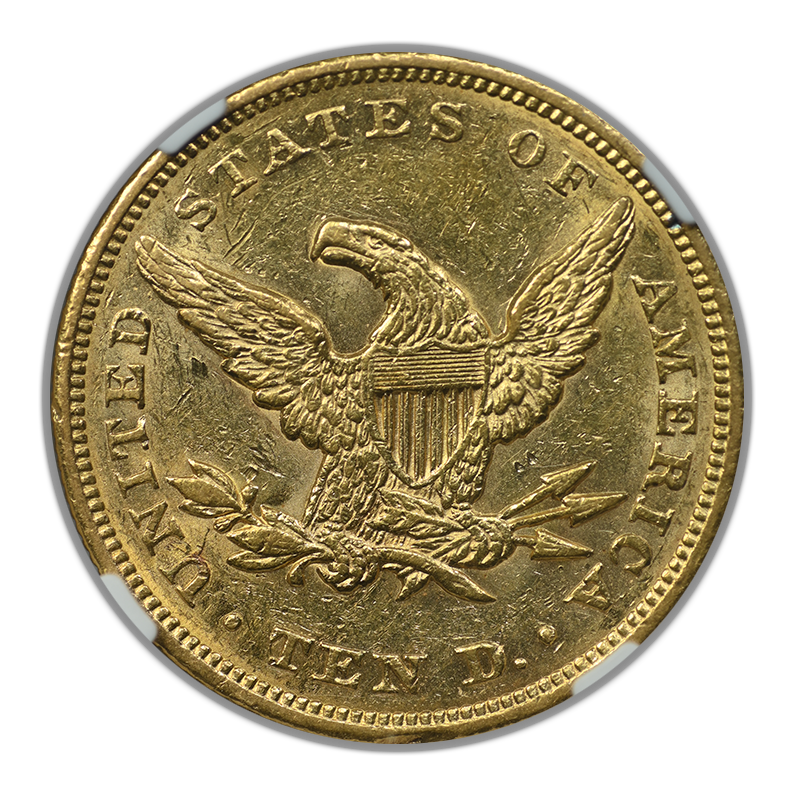 1849 1/1 Liberty Head Gold Eagle $10 NGC AU55 - VP-003 Reverse