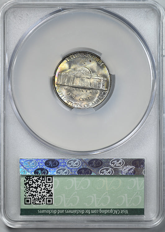1945-P Silver Jefferson War Nickel 5C CAC MS66+ - TONED!