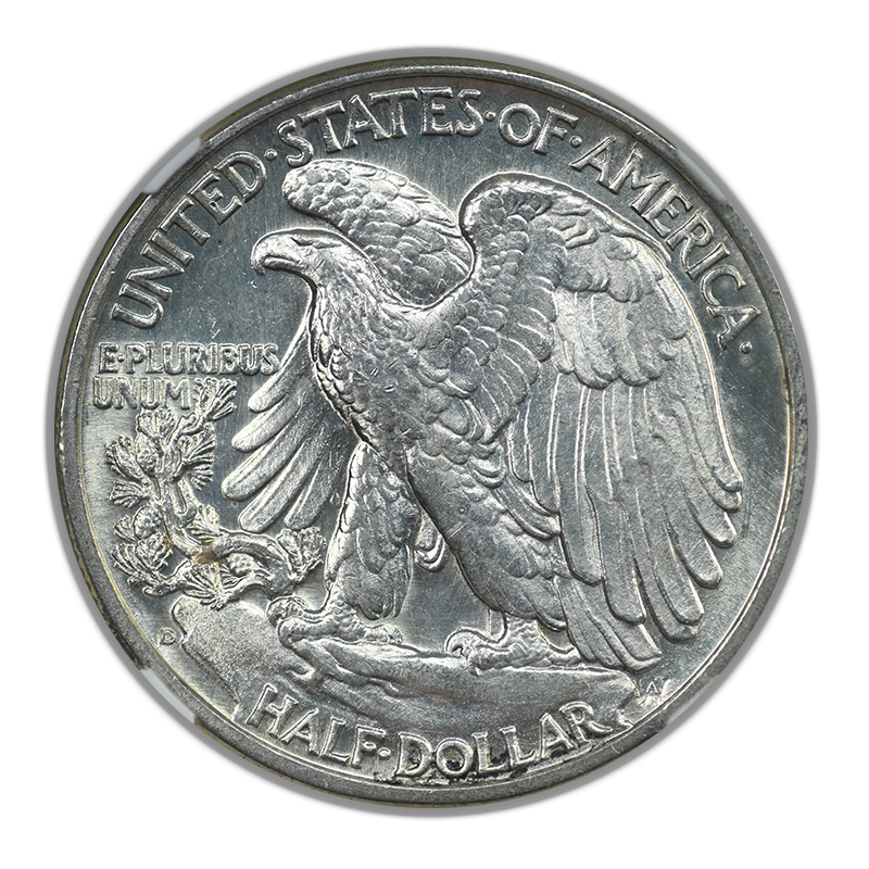 1938-D Walking Liberty Half Dollar 50C NGC MS64+ CAC