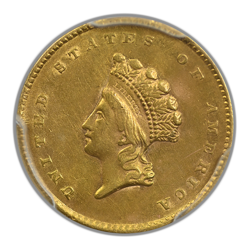 1855 Type 2 Indian Princess Head Gold Dollar G$1 PCGS AU53