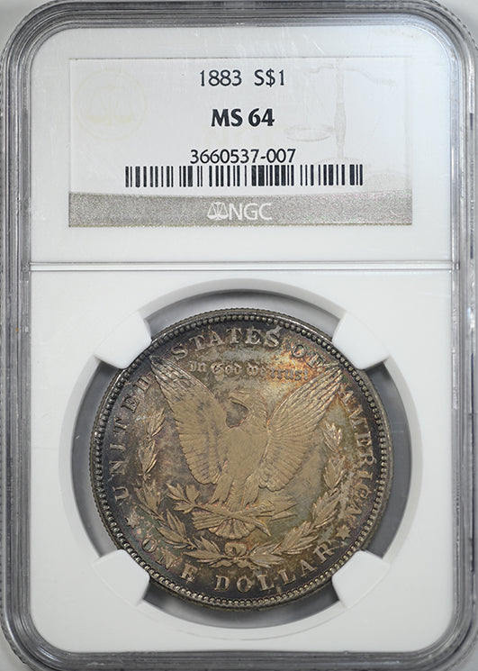 1883 Morgan Dollar $1 NGC MS64 - TONED! Obverse Slab