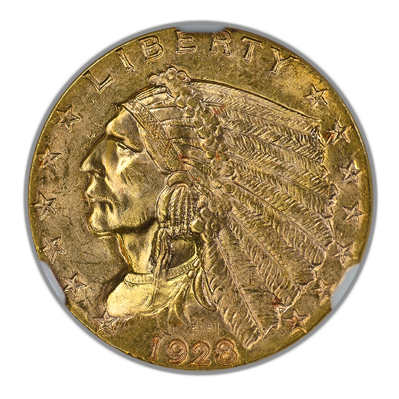 1928 Indian Head Gold Quarter Eagle $2.50 NGC MS64 CAC