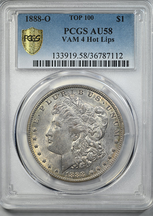 1888-O Morgan Dollar $1 PCGS AU58 - TOP 100 VAM 4 Hot Lips