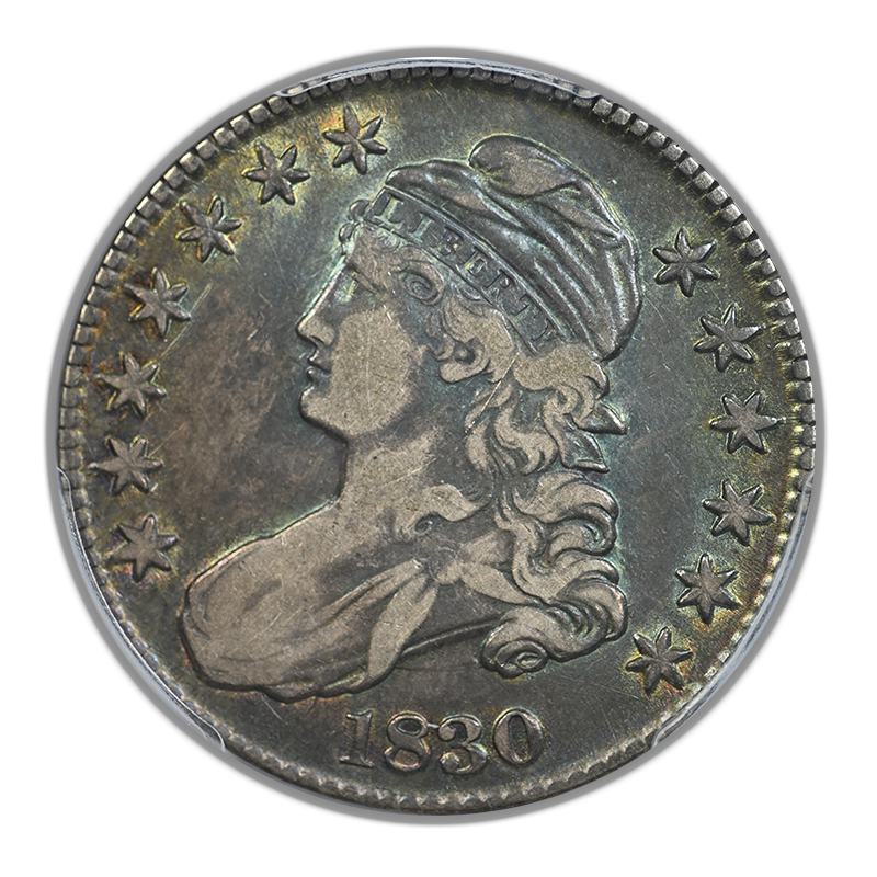 1830 Capped Bust Half Dollar 50C PCGS VF25 - Small 0 - NICE COLOR!