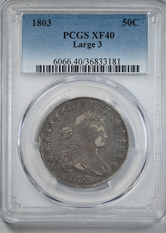 1803 Draped Bust Half Dollar 50C PCGS XF40 - Large 3