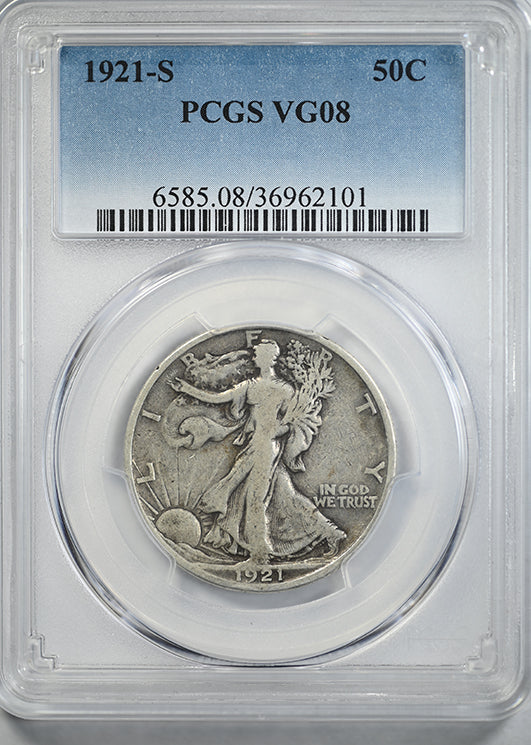 1921-S Walking Liberty Half Dollar 50C PCGS VG08