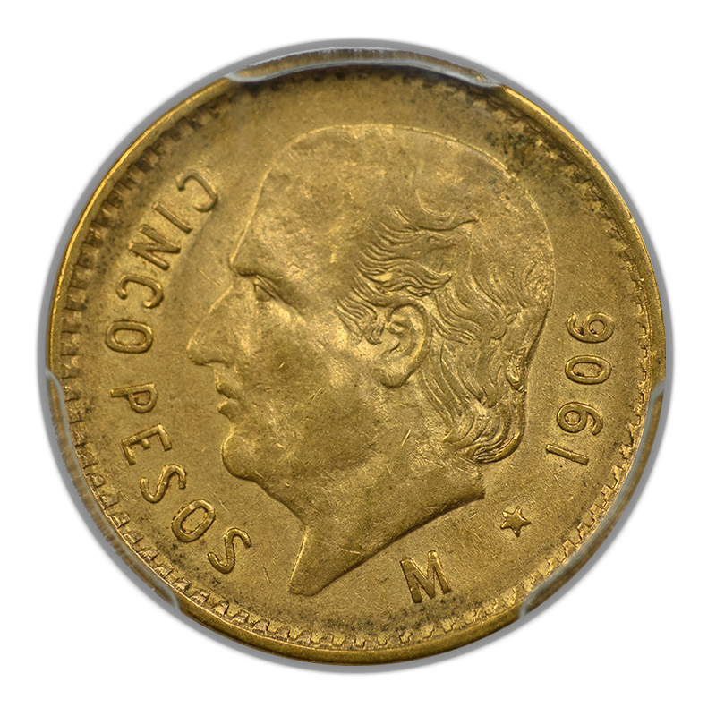 1906-M Mexico Gold G5P Pesos PCGS AU58