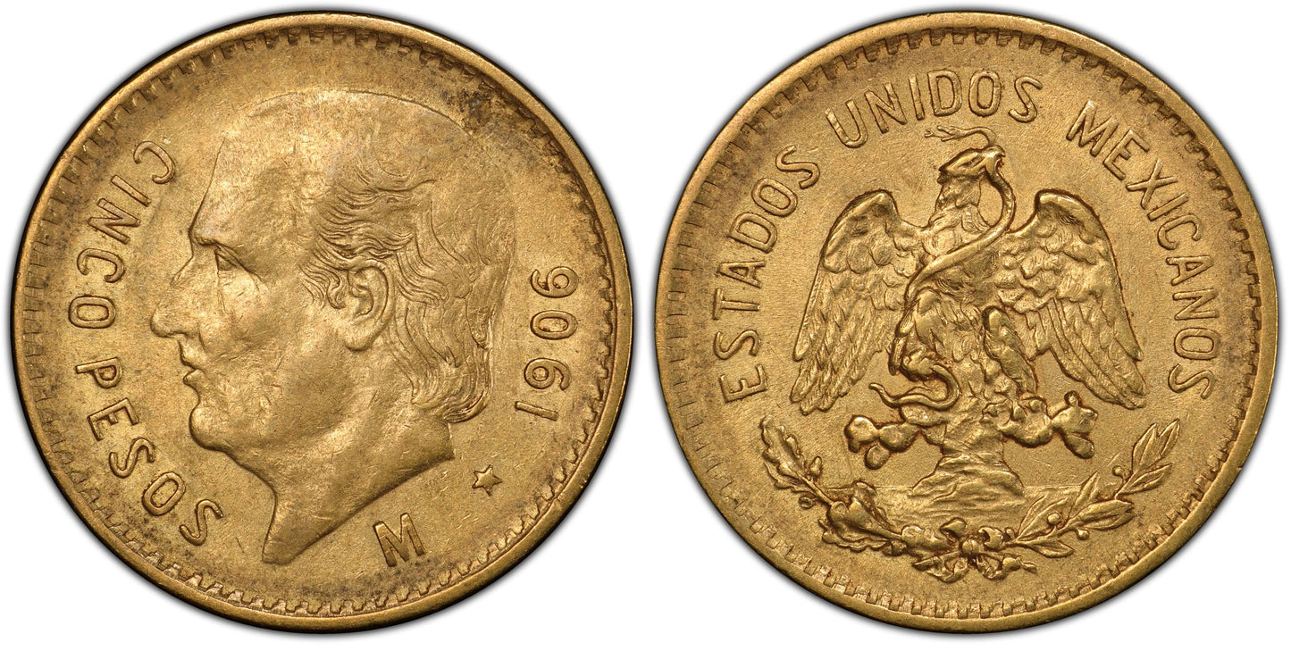 1906-M Mexico Gold G5P Pesos PCGS AU58