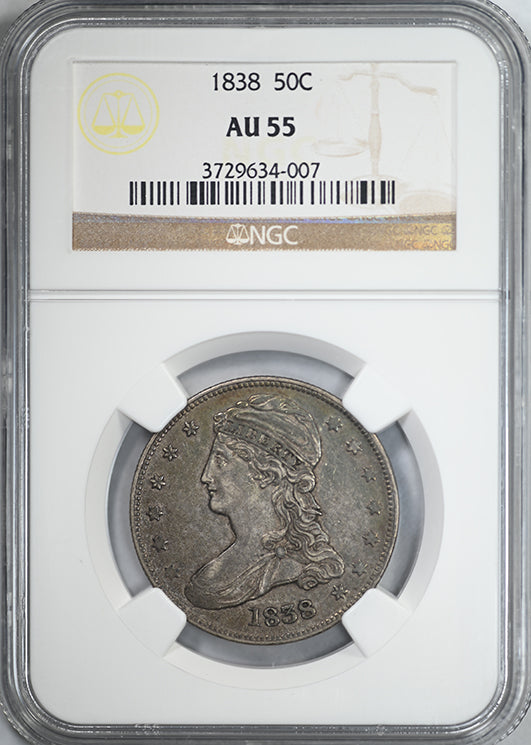 1838 Capped Bust Half Dollar 50C NGC AU55