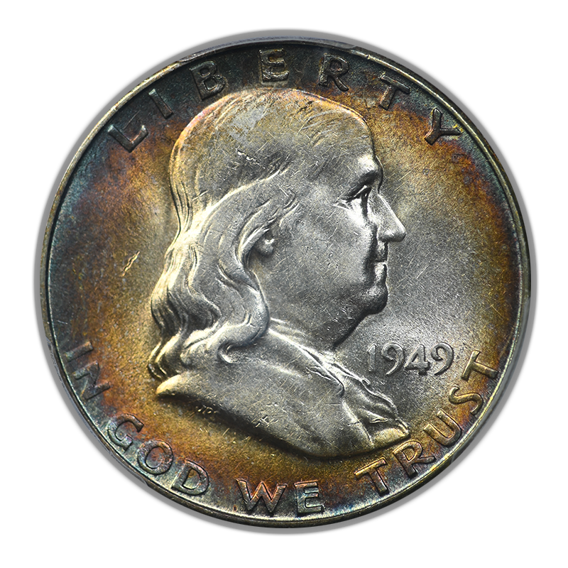 1949-S Franklin Half Dollar 50C PCGS AU55+ - TONED! Obverse