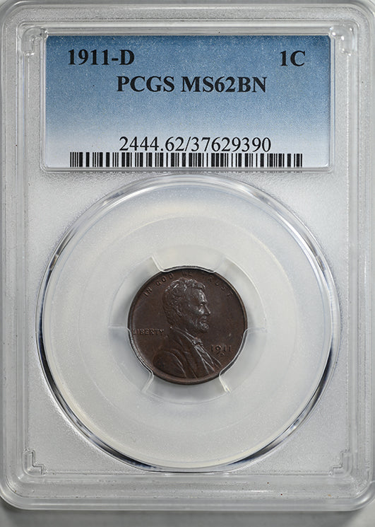 1911-D Lincoln Wheat Cent 1C PCGS MS62BN