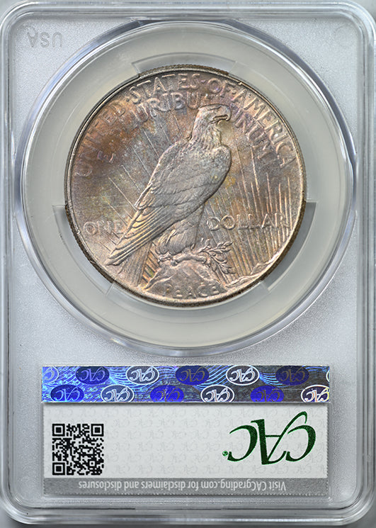 1925 Peace Dollar $1 CAC MS62 - TONED!