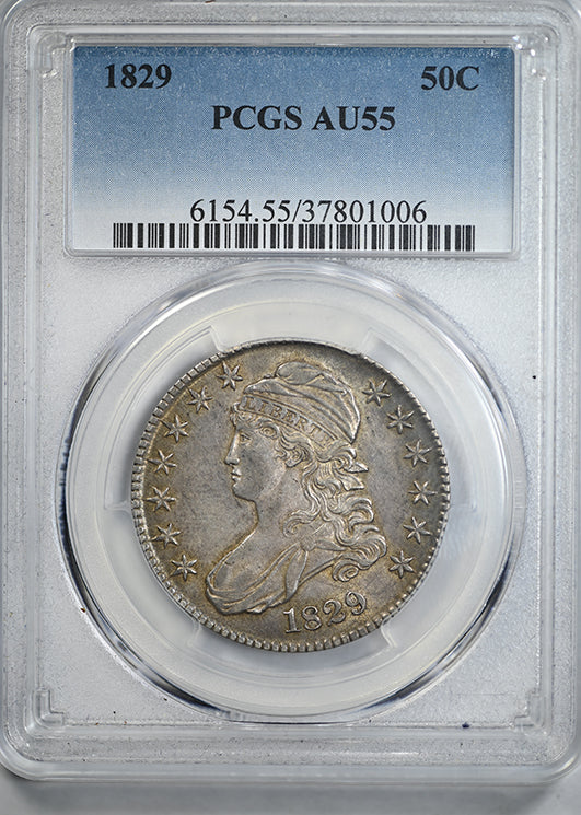 1829 Capped Bust Half Dollar 50C PCGS AU55