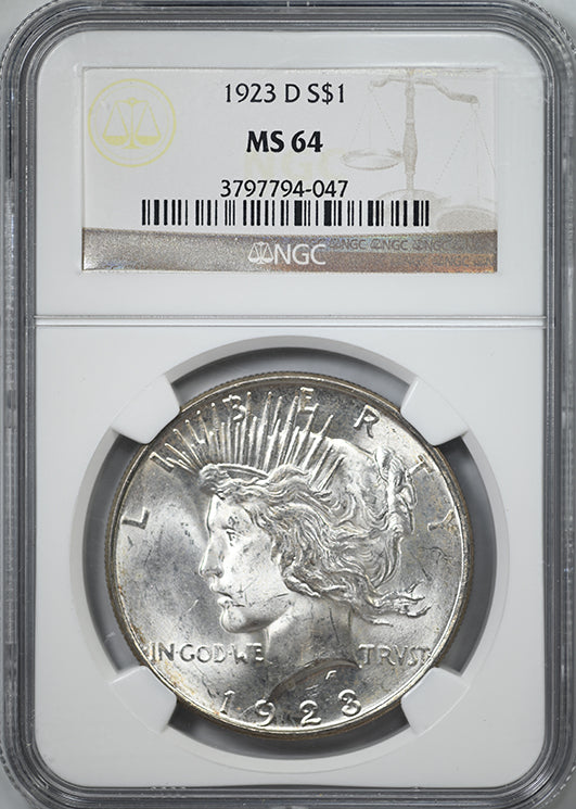 1923-D Peace Dollar $1 NGC MS64
