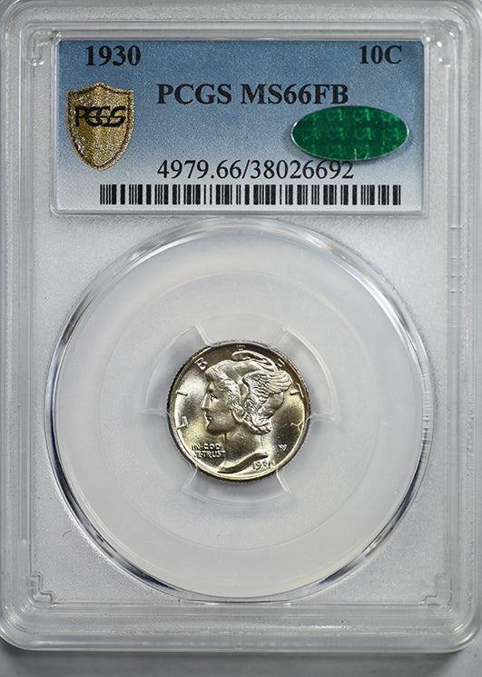 1930 Mercury Dime 10C PCGS MS66FB CAC - Full Bands