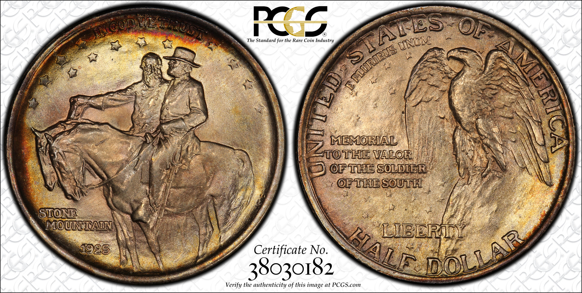 1925 Stone Mountain Classic Commemorative Half Dollar 50C PCGS MS66 - TONED! Trueview