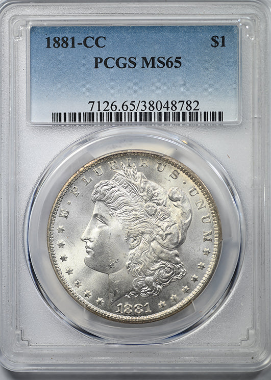 1881-CC Morgan Dollar $1 PCGS MS65 Obverse Slab