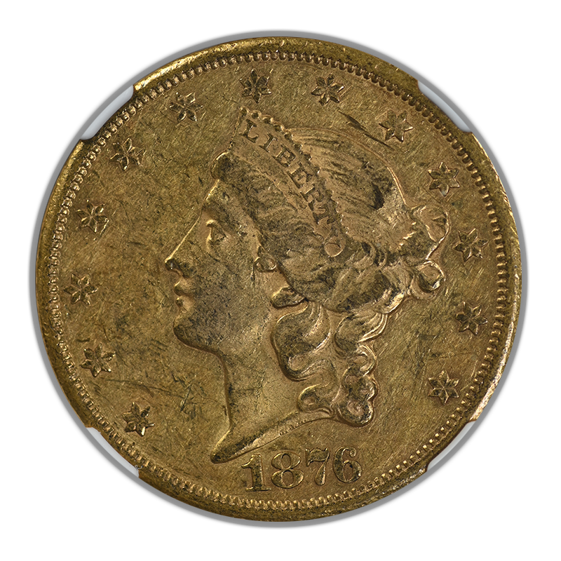 1876-CC Liberty Head Gold Double Eagle $20 NGC AU55 Obverse