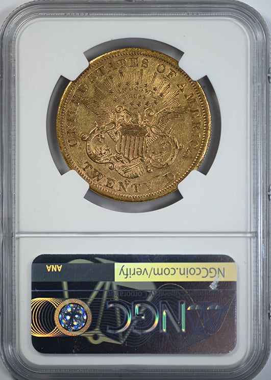 1876-CC Liberty Head Gold Double Eagle $20 NGC AU55 Reverse Slab