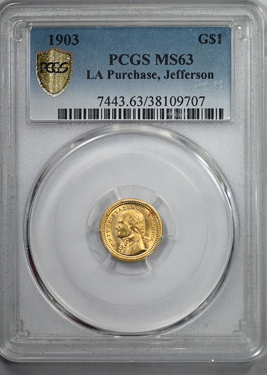 1903 Louisiana Purchase Jefferson Classic Commemorative Gold Dollar G$1 PCGS MS63