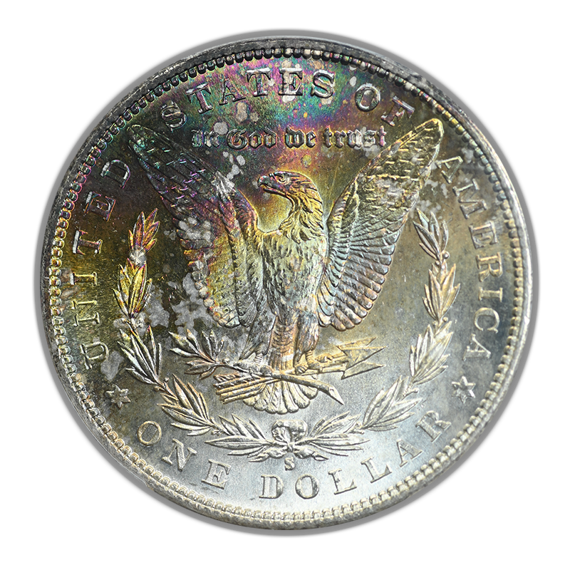 1881-S Morgan Dollar $1 PCGS MS66 - RAINBOW TONED! Reverse