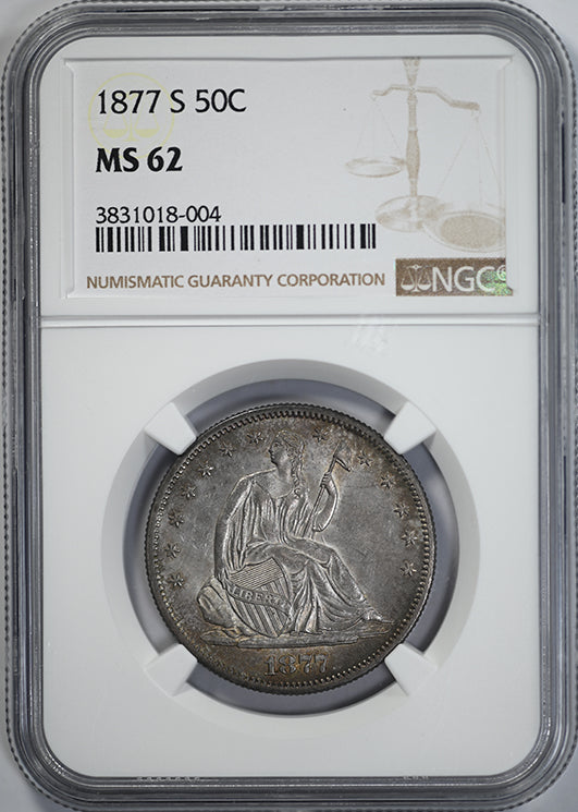 1877-S Liberty Seated Half Dollar 50C NGC MS62 Obverse Slab