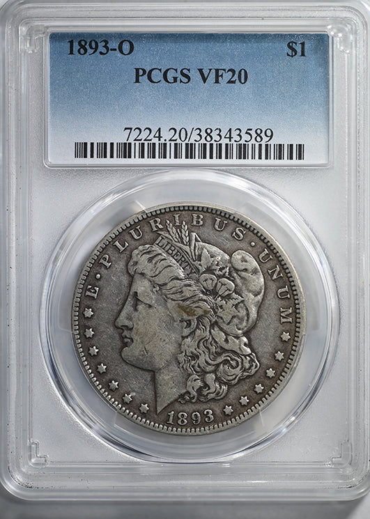 1893-O Morgan Dollar $1 PCGS VF20 Obverse Slab