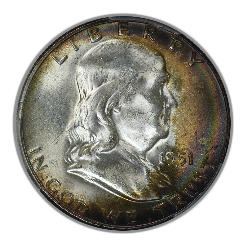 1951-S Franklin Half Dollar 50C PCGS MS64+ - TONED!