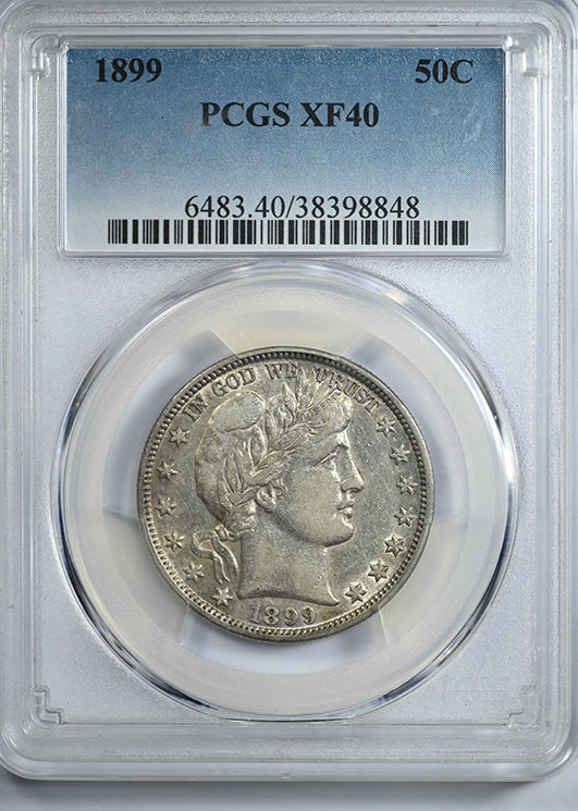 1899 Barber Half Dollar 50C PCGS XF40 Obverse Slab