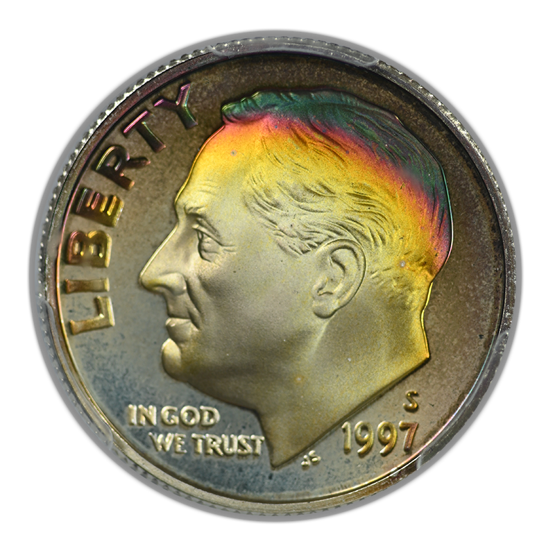 1997-S Silver Proof Roosevelt Dime 10C PCGS PR68DCAM Deep Cameo - TONED!