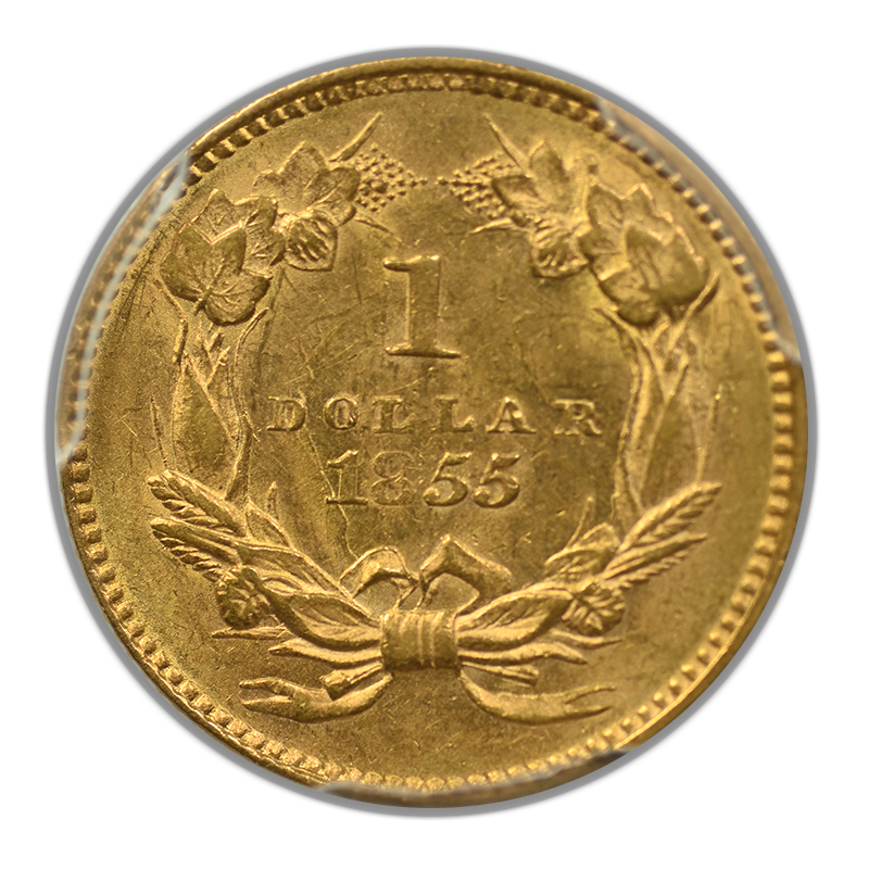 1855 Type 2 Indian Princess Head Gold Dollar G$1 PCGS MS61