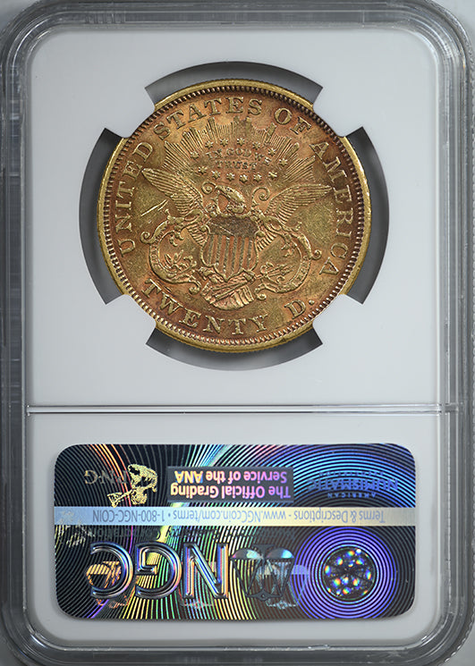 1866 Liberty Head Gold Double Eagle $20 NGC AU53 Motto - NICE COLOR!