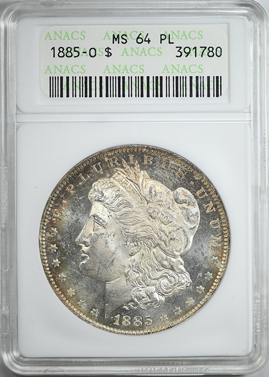 1885-O Morgan Dollar $1 ANACS Soapbox MS64PL - Prooflike