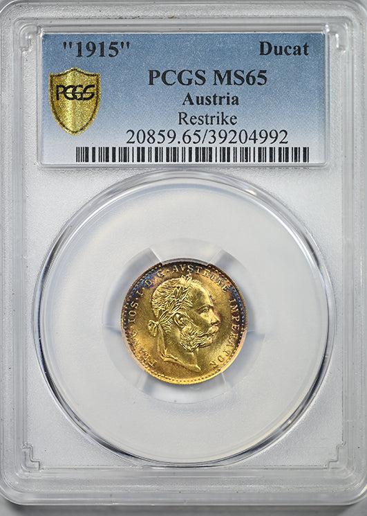 1915 Austria Gold Ducat PCGS MS65 Restrike - TONED!