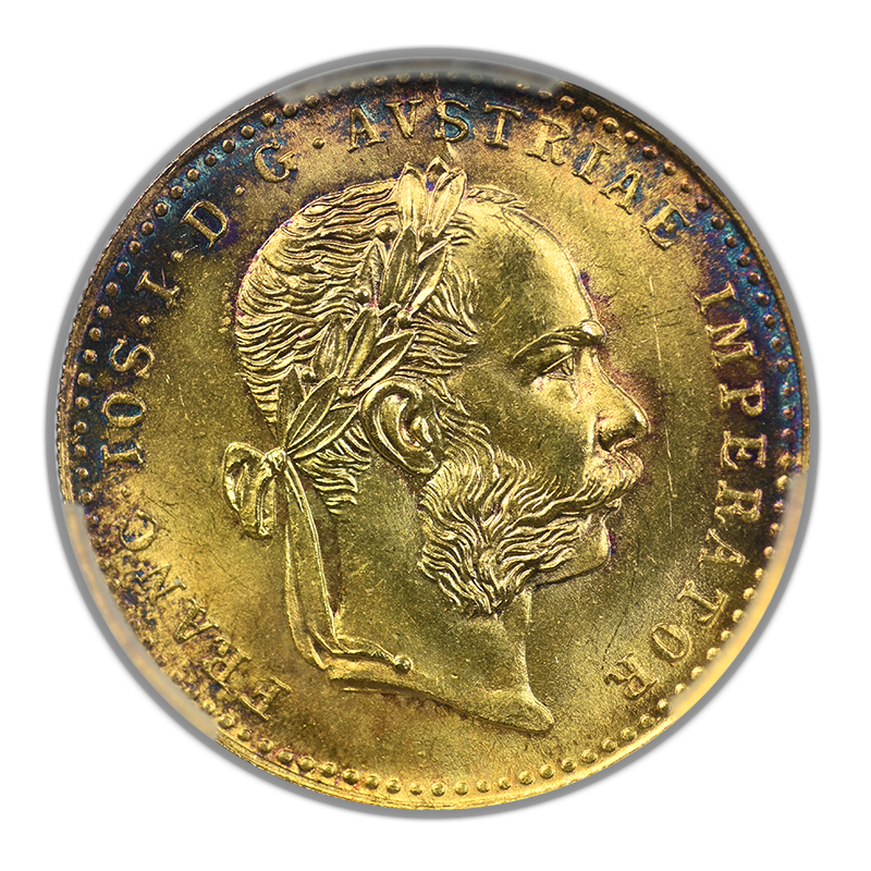 1915 Austria Gold Ducat PCGS MS65 Restrike - TONED!