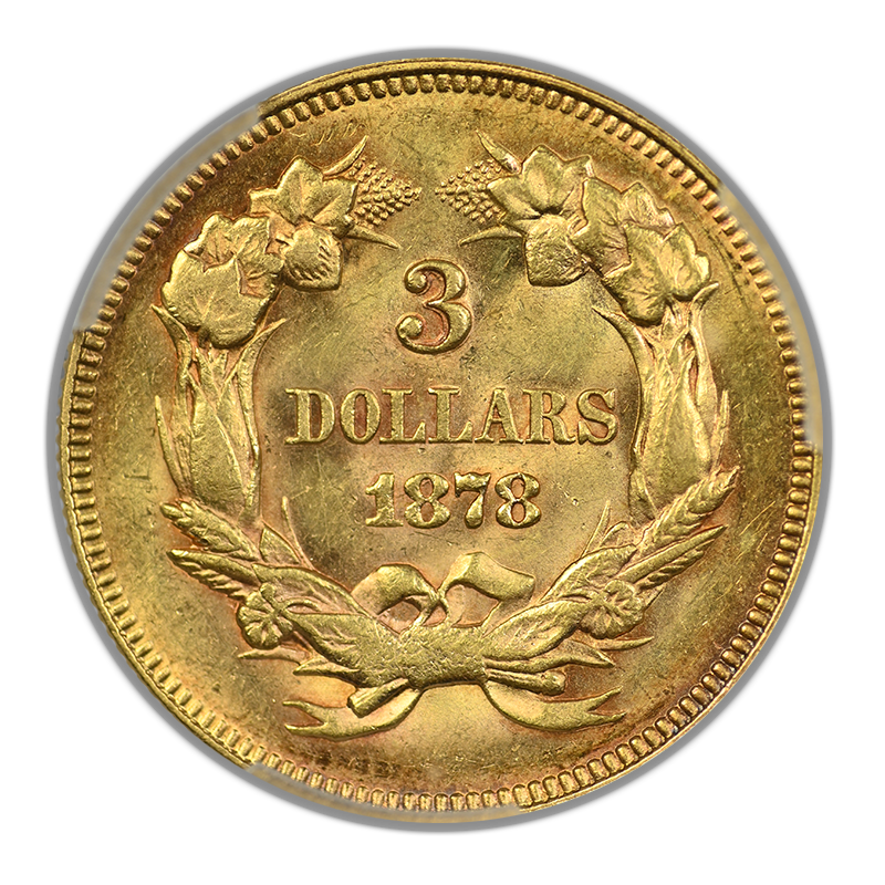 1878 Indian Princess Gold Three Dollar Piece $3 PCGS MS62