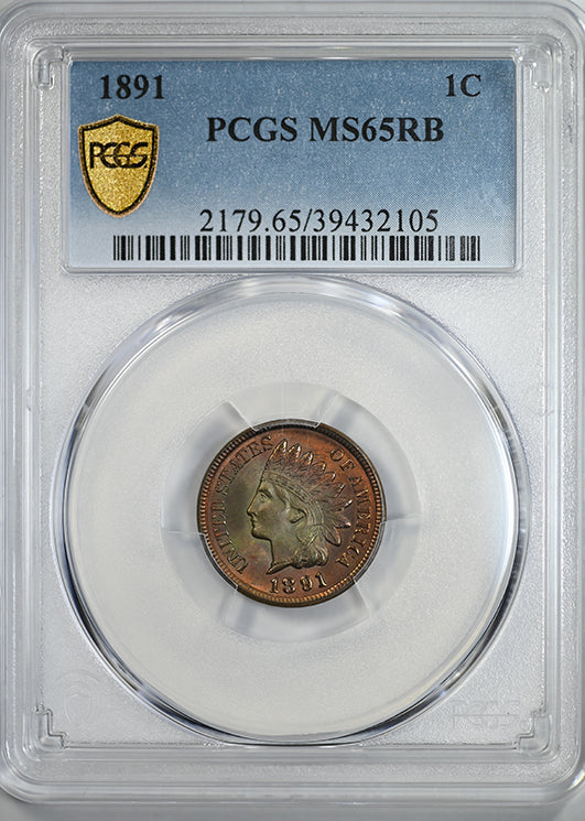 1891 Bronze Indian Head Cent 1C PCGS MS65RB - NICE COLOR!