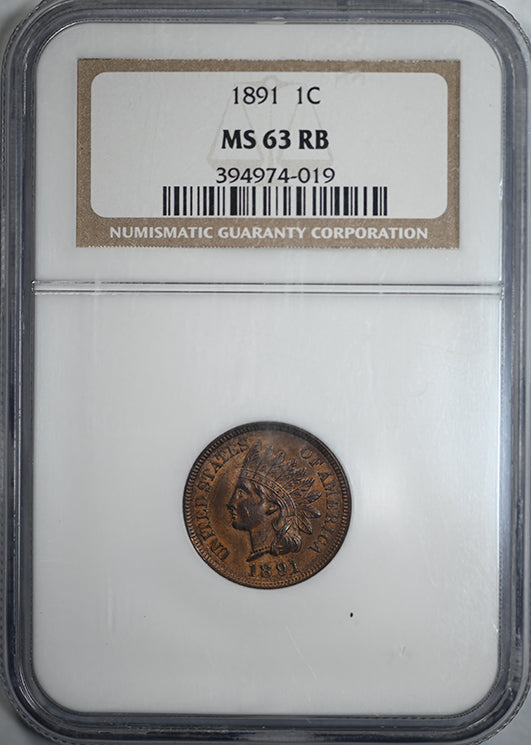 1891 Indian Head Cent 1C NGC MS63RB
