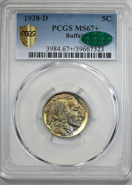 1938-D Buffalo Nickel 5C PCGS MS67+ CAC - NICE COLOR!