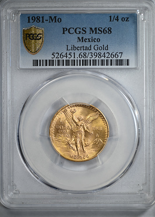 1981-Mo Mexico Gold Libertad 1/4 Onza PCGS MS68