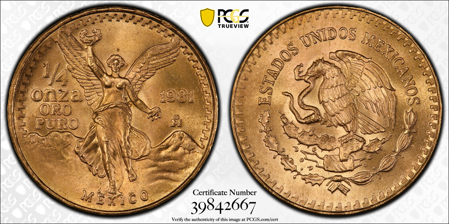 1981-Mo Mexico Gold Libertad 1/4 Onza PCGS MS68