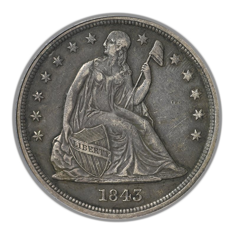 1843 Liberty Seated Dollar $1 PCGS XF40
