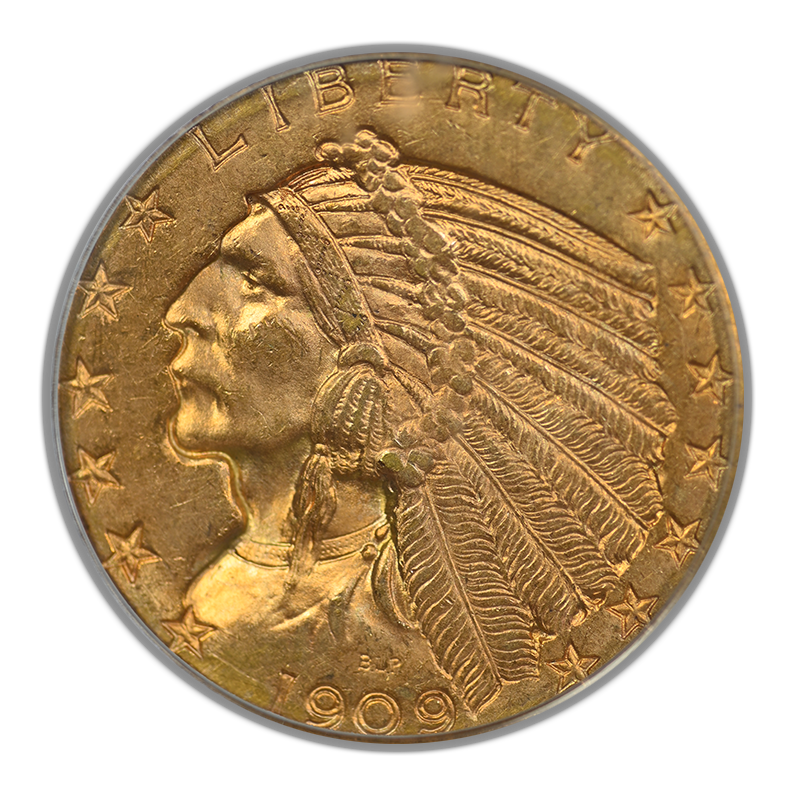 1909-D Indian Head Gold Half Eagle $5 PCGS MS64 CAC