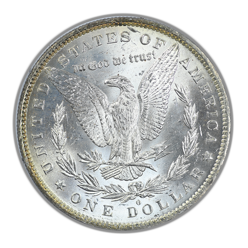 1884-O Morgan Dollar $1 PCGS Rattler MS64 CAC - TONED! Reverse