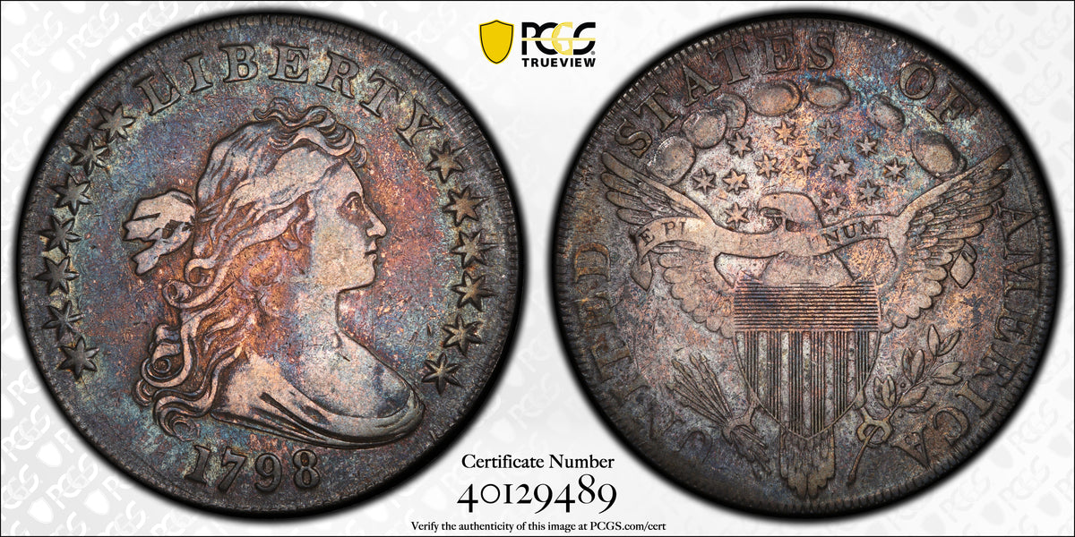 1798 Draped Bust Dollar $1 PCGS VF30 CAC B-13 BB-108 10 Arrows - TONED!