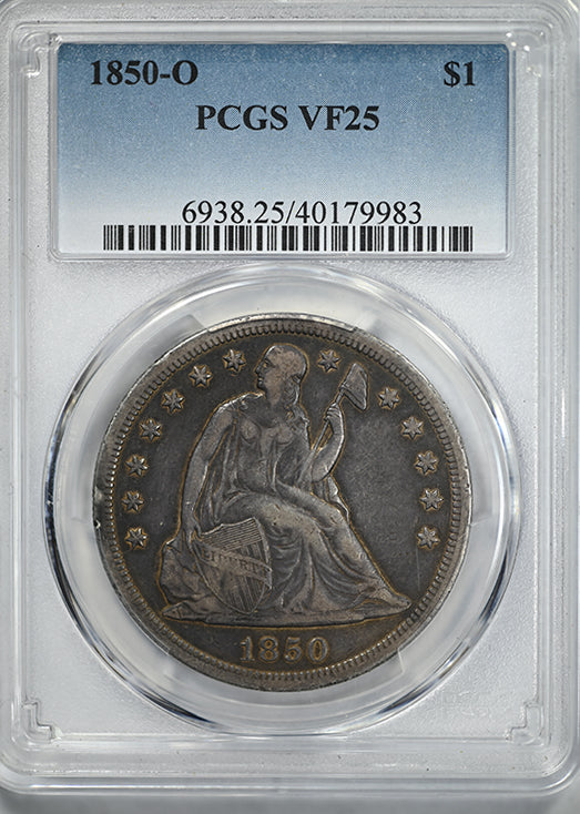 1850-O Liberty Seated Dollar $1 PCGS VF25