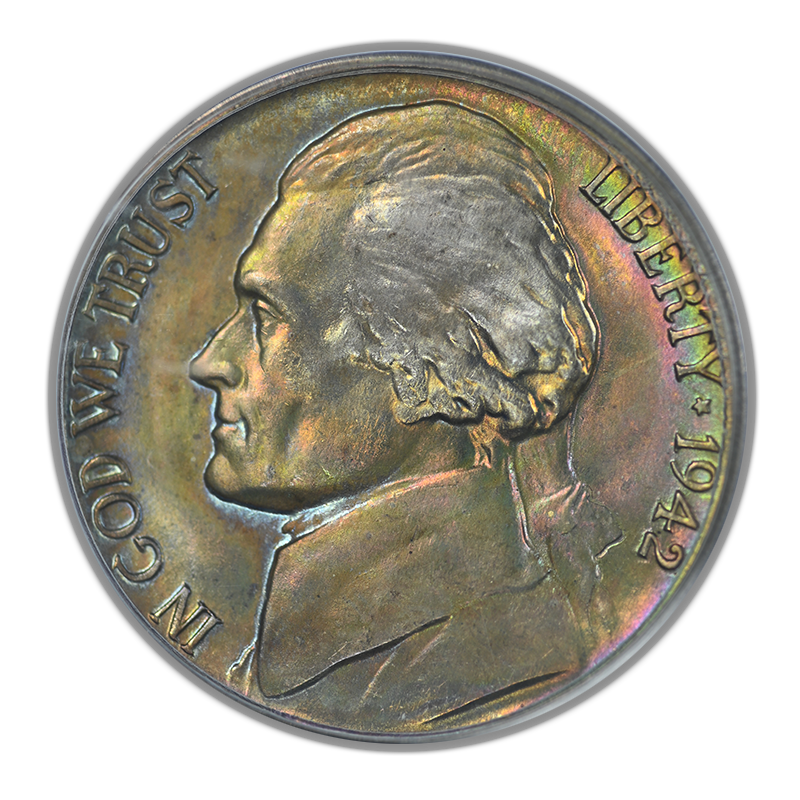 1942-D Jefferson Nickel 5C PCGS MS66 OGH - TONED!