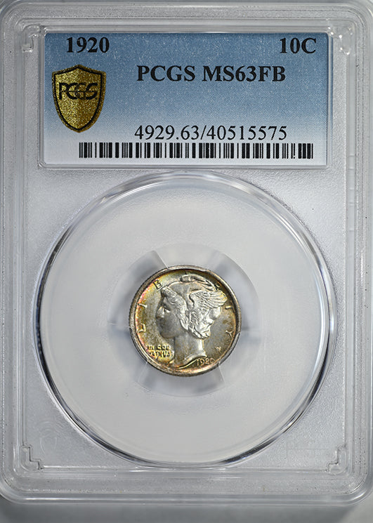1920 Mercury Dime 10C PCGS MS63FB - Full Bands - TONED!