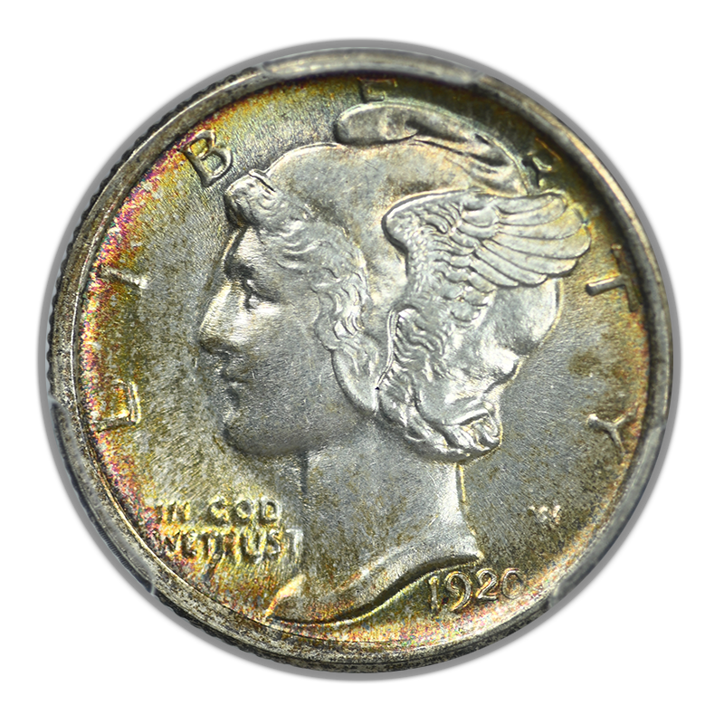 1920 Mercury Dime 10C PCGS MS63FB - Full Bands - TONED!