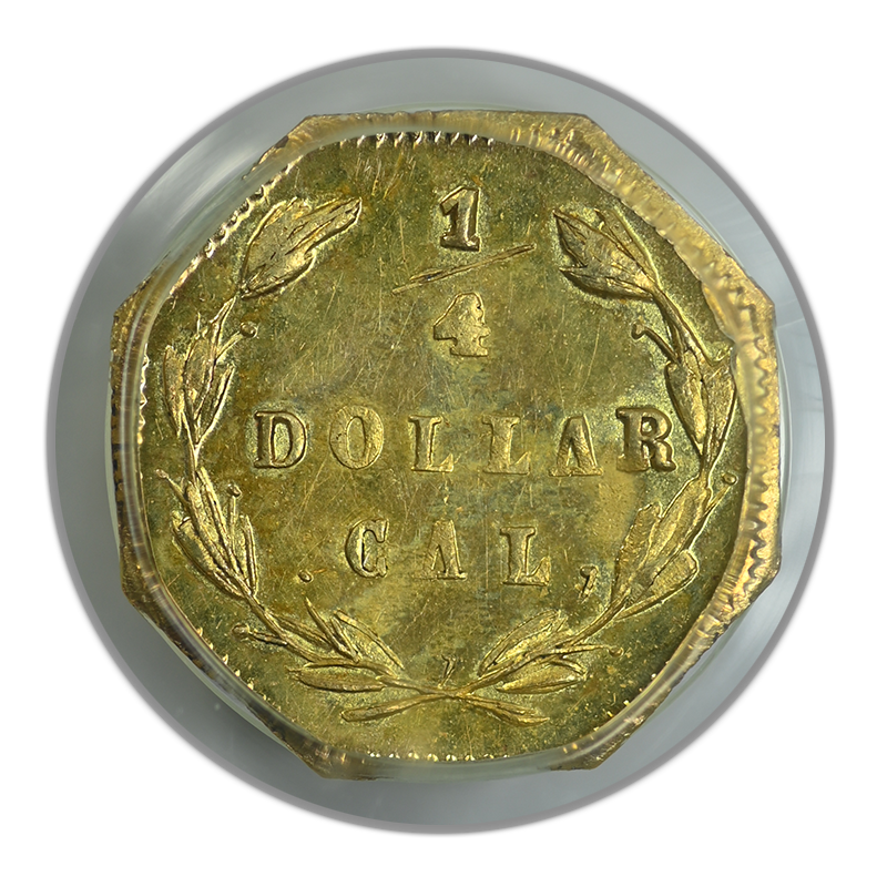 1870 Octagonal California Fractional Gold Liberty Head 1/4 Dollar G25C PCGS MS62 BG-761 OGH